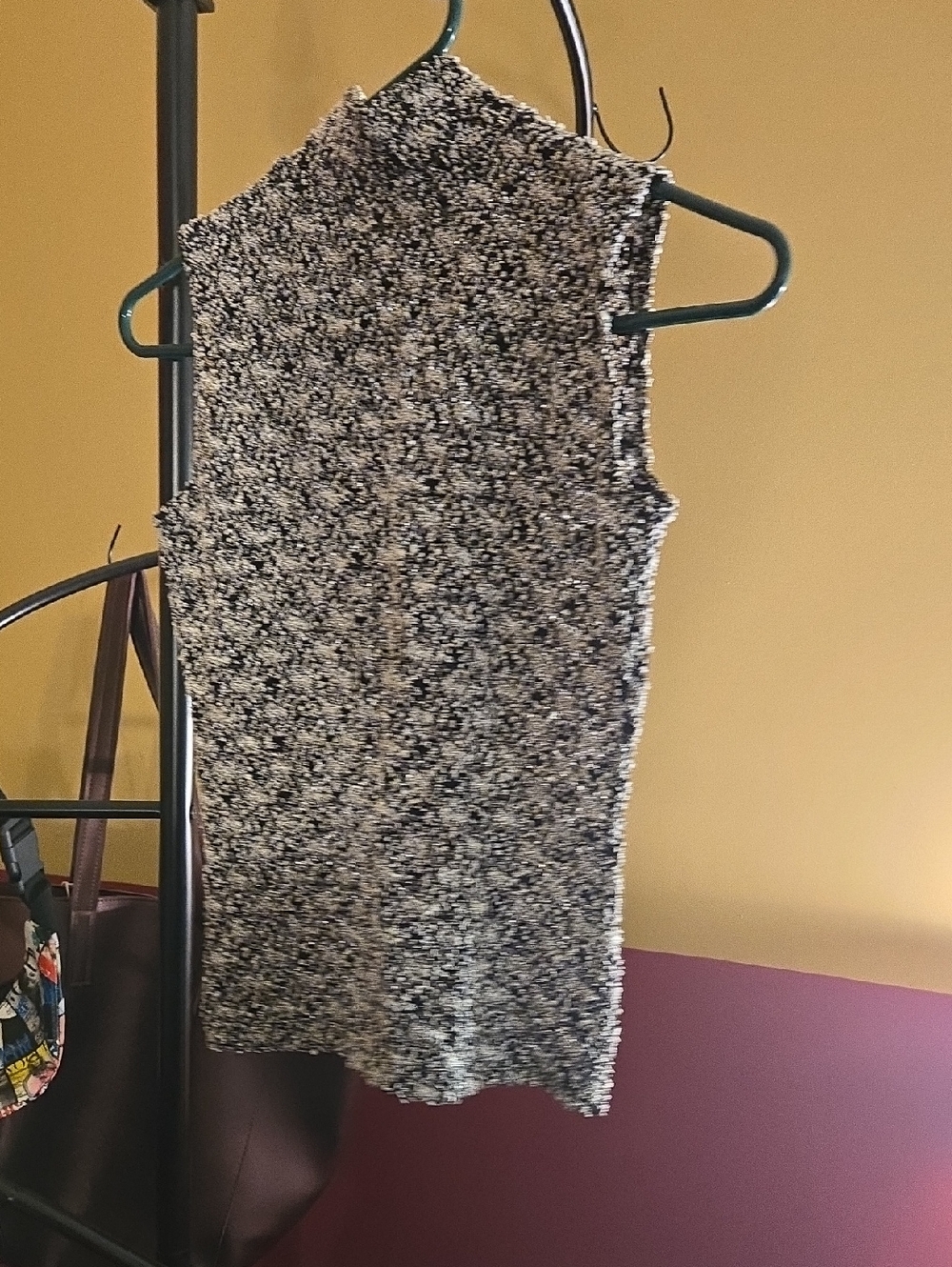 Sleeveless Black & White Knit Mock Neck Top